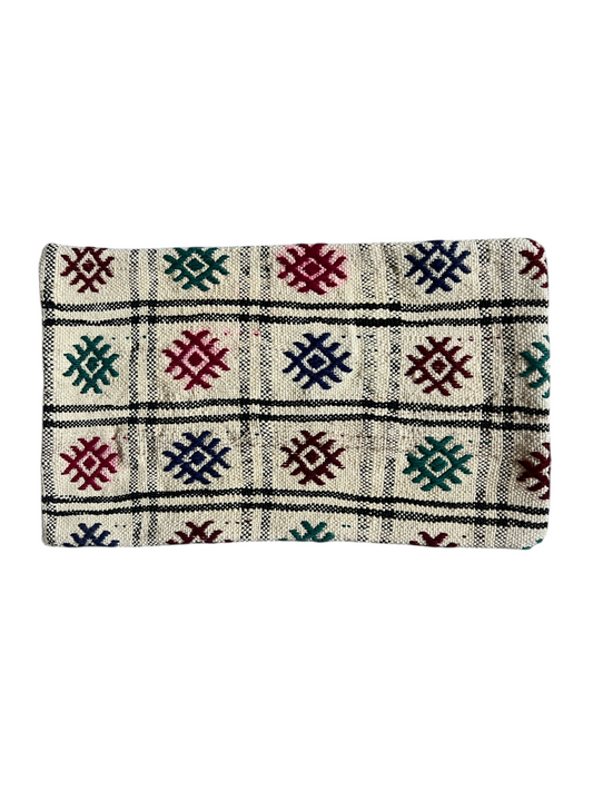 CORAL BRONZE FLORAL BLOCK PRINT RUFFLE CUSHION