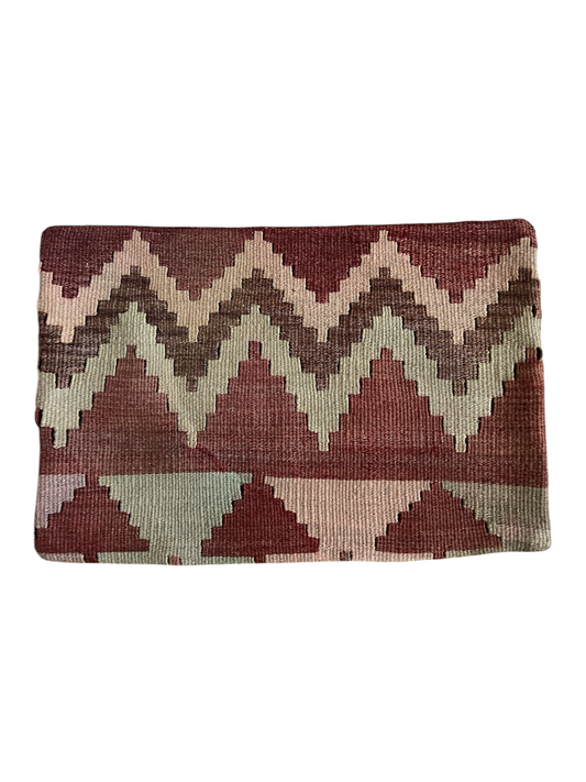 CORAL BRONZE FLORAL BLOCK PRINT RUFFLE CUSHION