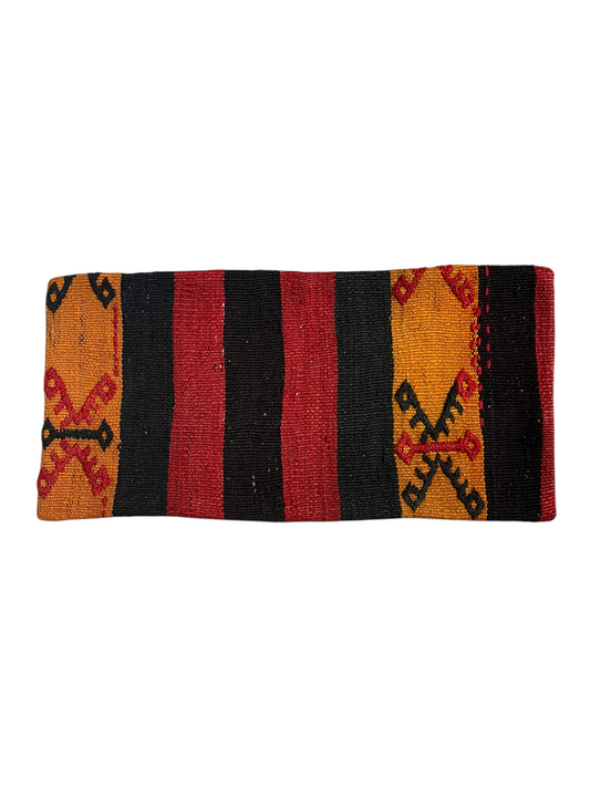 CORAL BRONZE FLORAL BLOCK PRINT RUFFLE CUSHION