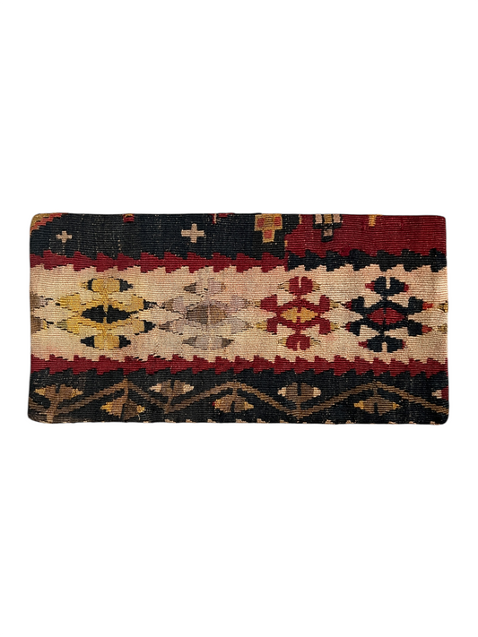 CORAL BRONZE FLORAL BLOCK PRINT RUFFLE CUSHION