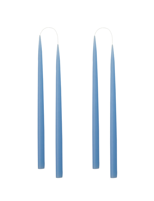SET OF 2 LIGHT BLUE TALL CONICAL CANDLES
