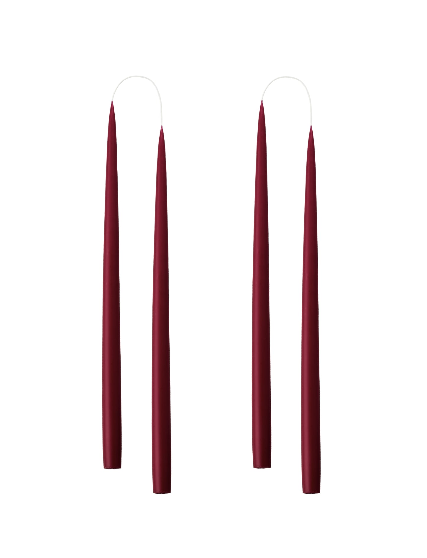 SET OF 2 TALL CONICAL BURGUNDY RED CANDLES