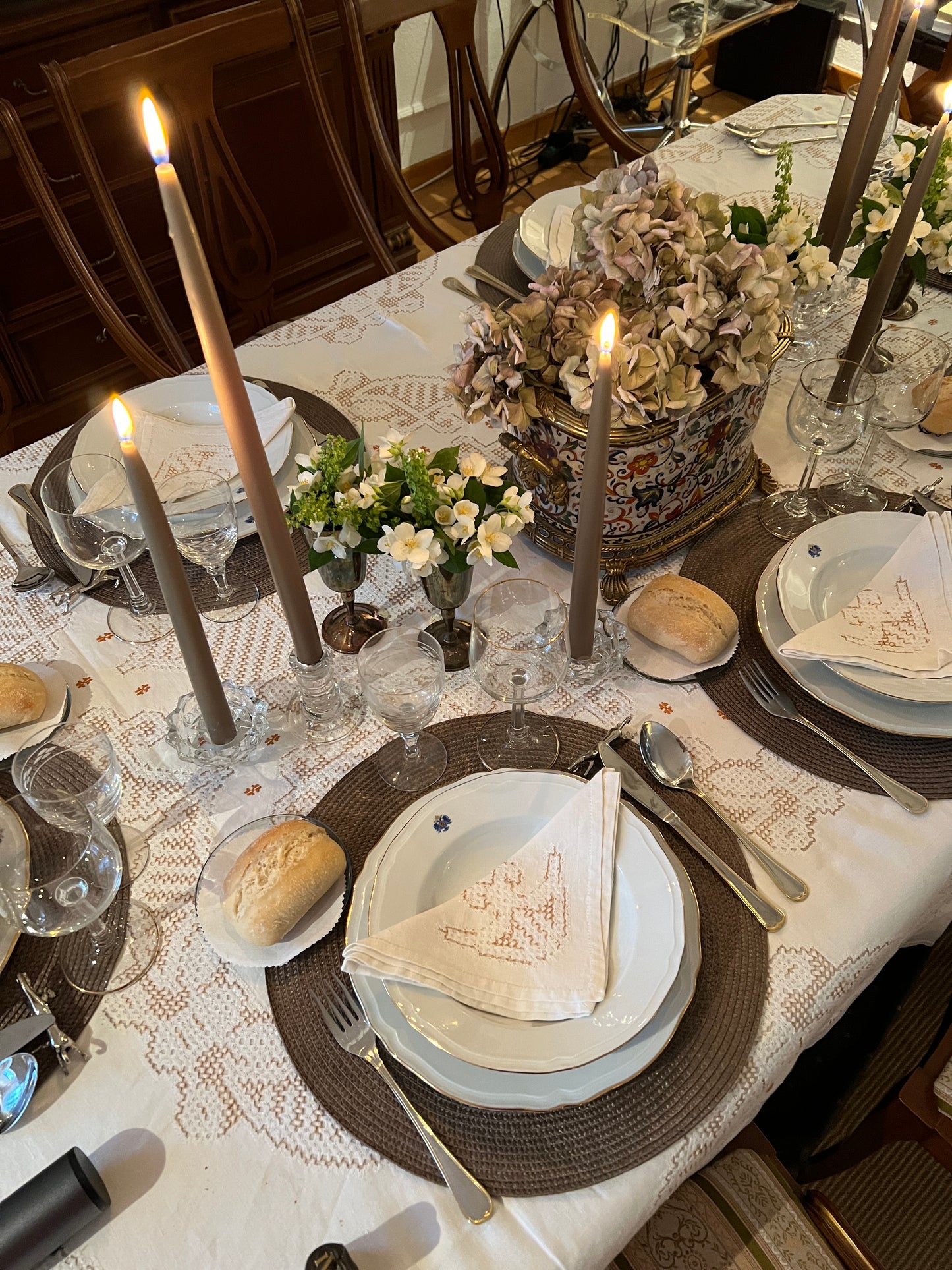 SET OF 2 TALL CONICAL OLIVE GREEN CANDLES