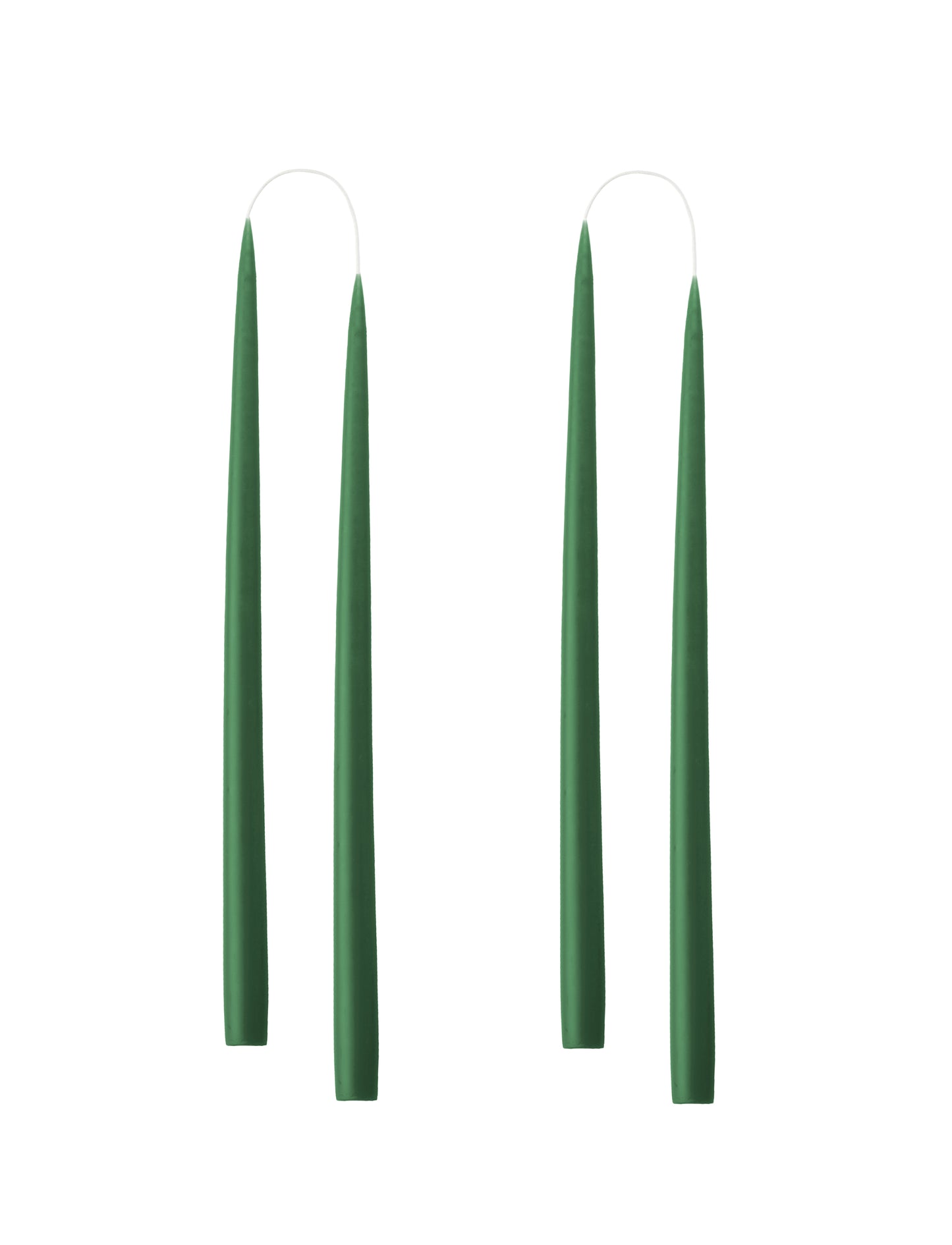 SET OF 2 TALL CONICAL DARK GREEN BOTTLE CANDLES