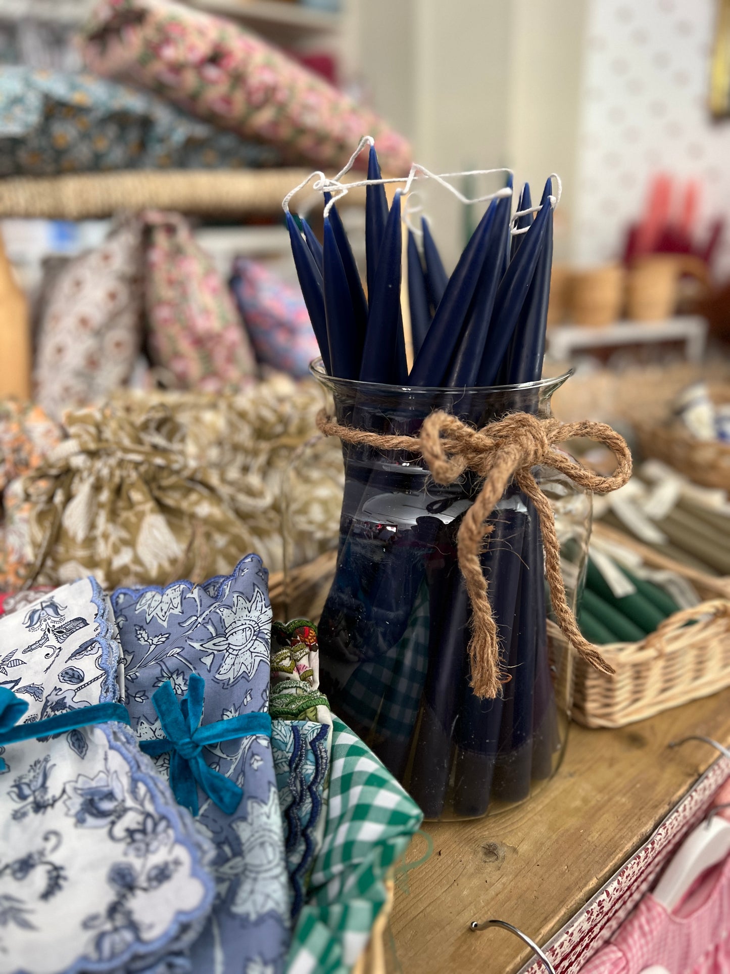 SET OF 2 TALL CONICAL DARK BLUE CANDLES