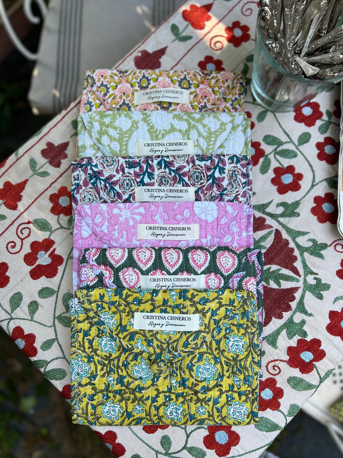 SMALL BLOCK PRINT FLORAL YELLOW BAG