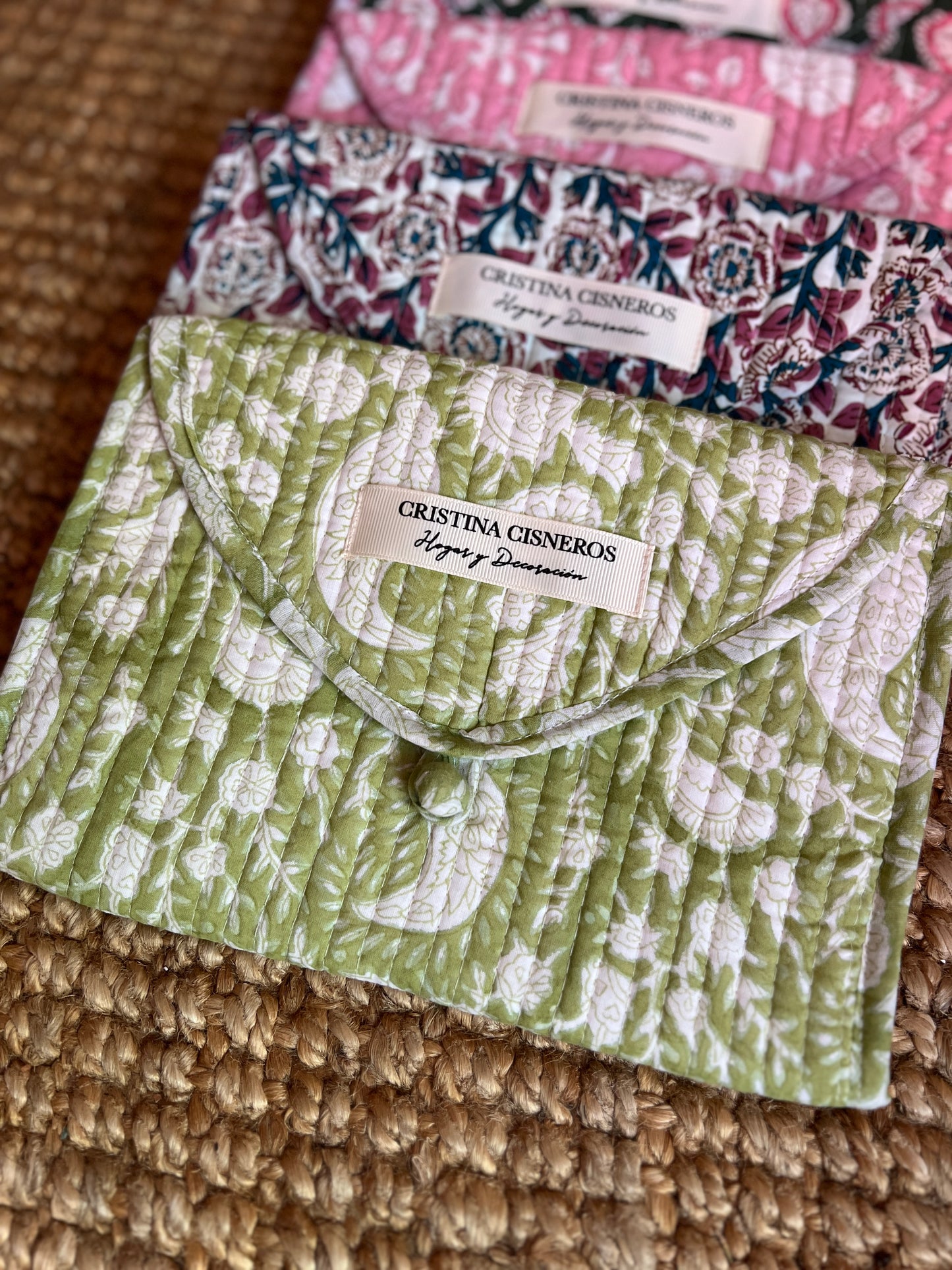 BOLSO PEQUEÑO BLOCK PRINT FLORAL VERDE BLANCO LP