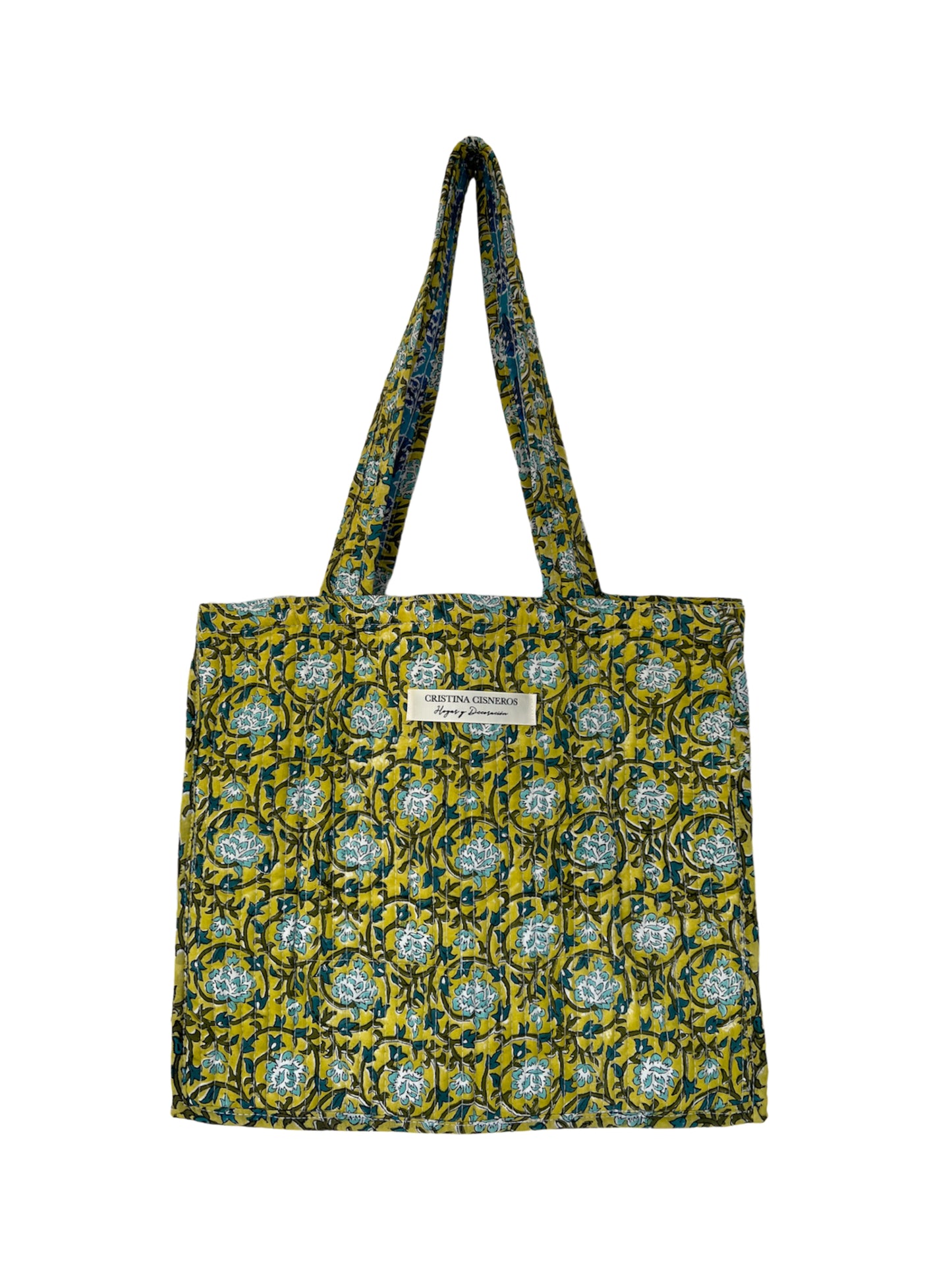 YELLOW FLORAL BLOCK PRINT BAG