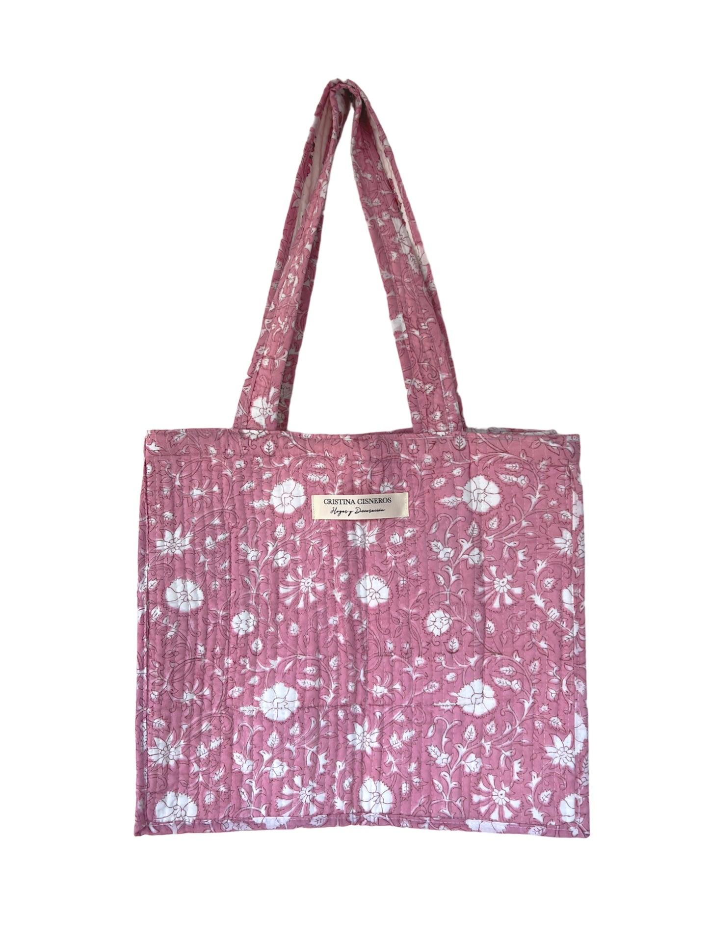 BOLSO BLOCK PRINT FLORAL ROSA