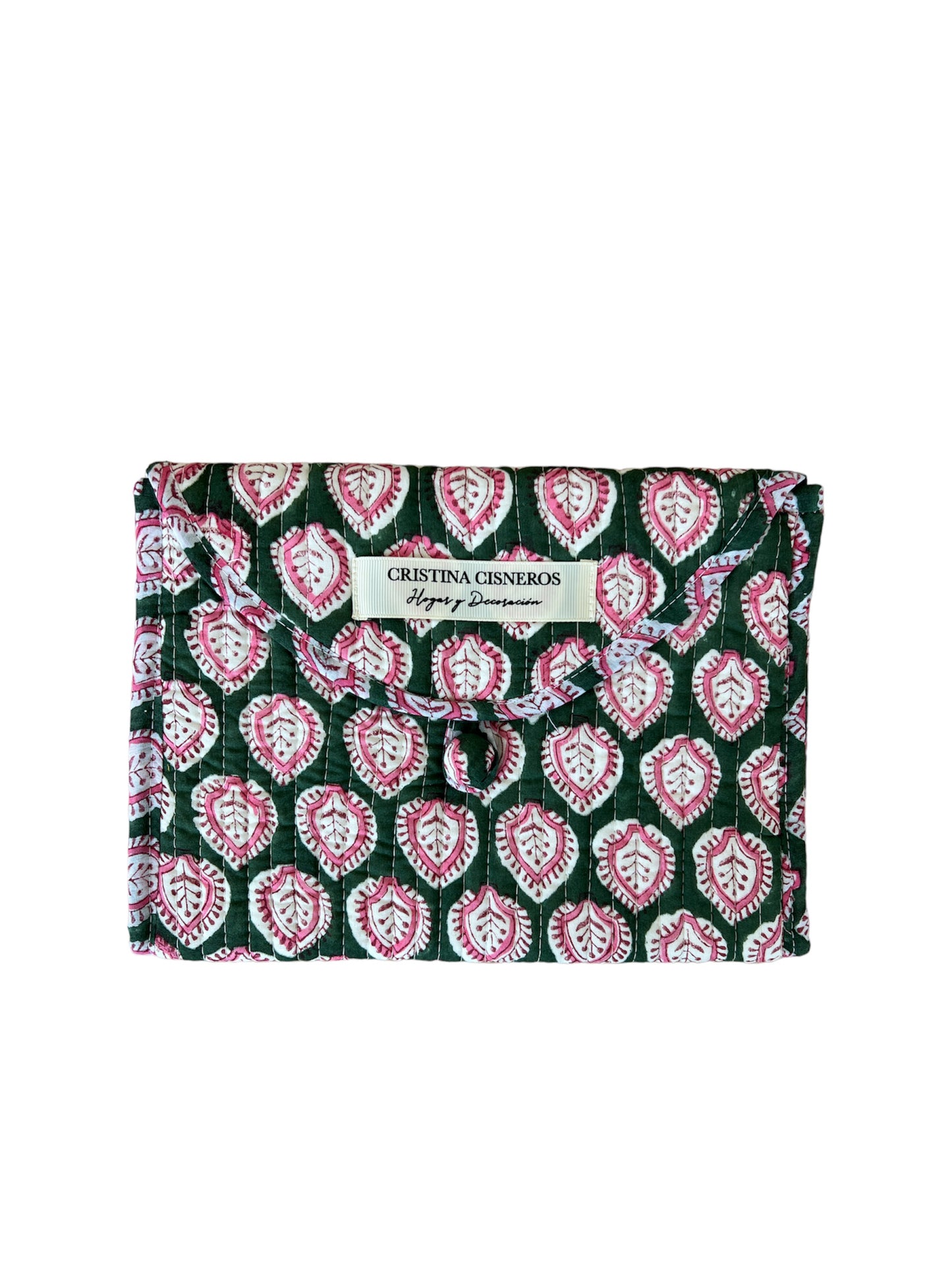 BOLSO PEQUEÑO BLOCK PRINT FLORAL VERDE
