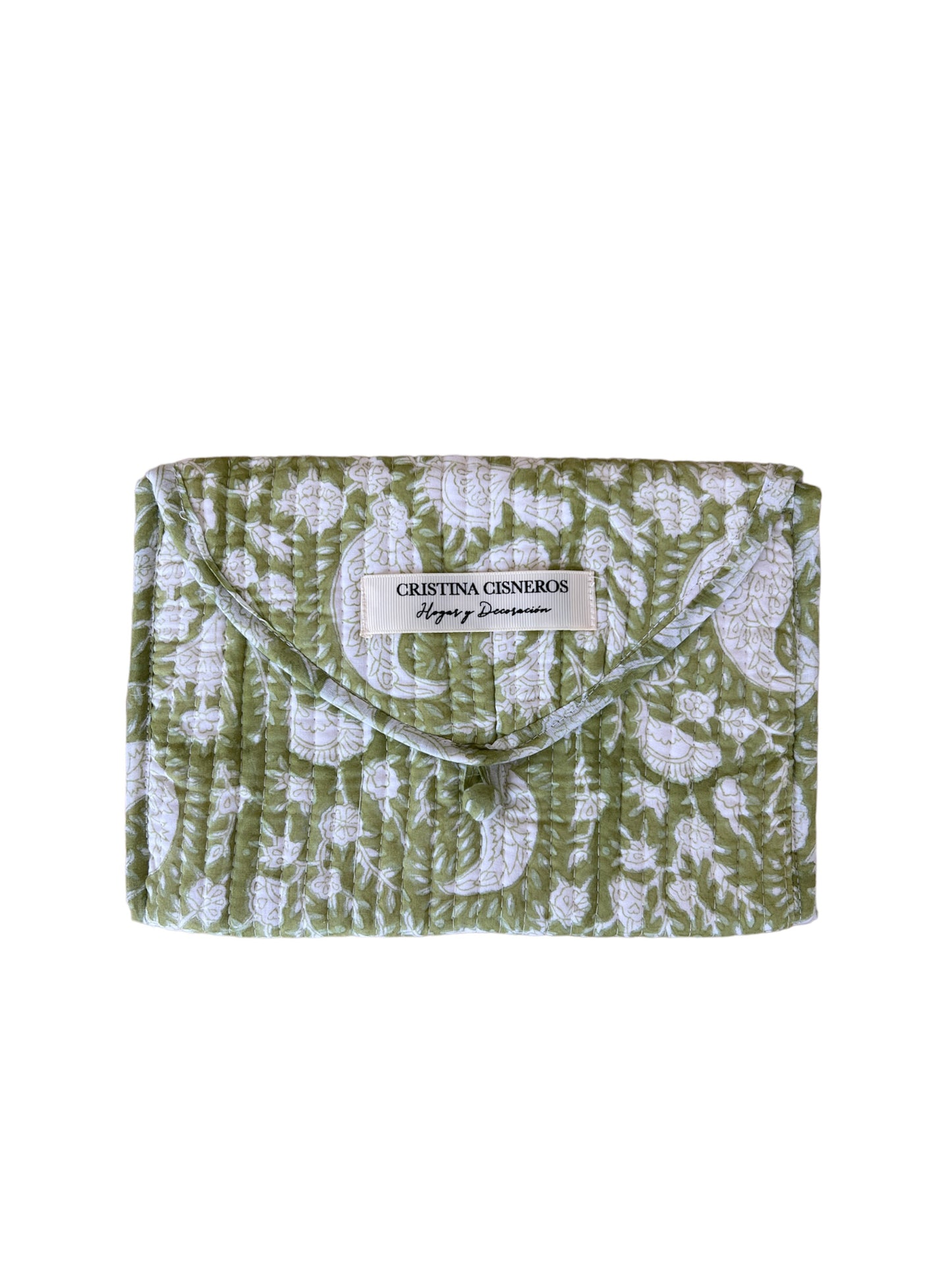 BOLSO PEQUEÑO BLOCK PRINT FLORAL VERDE BLANCO LP