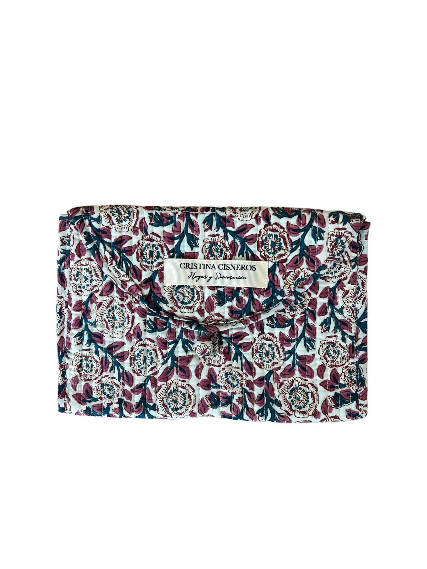 BOLSO PEQUEÑO BLOCK PRINT FLORAL ROSA AZUL
