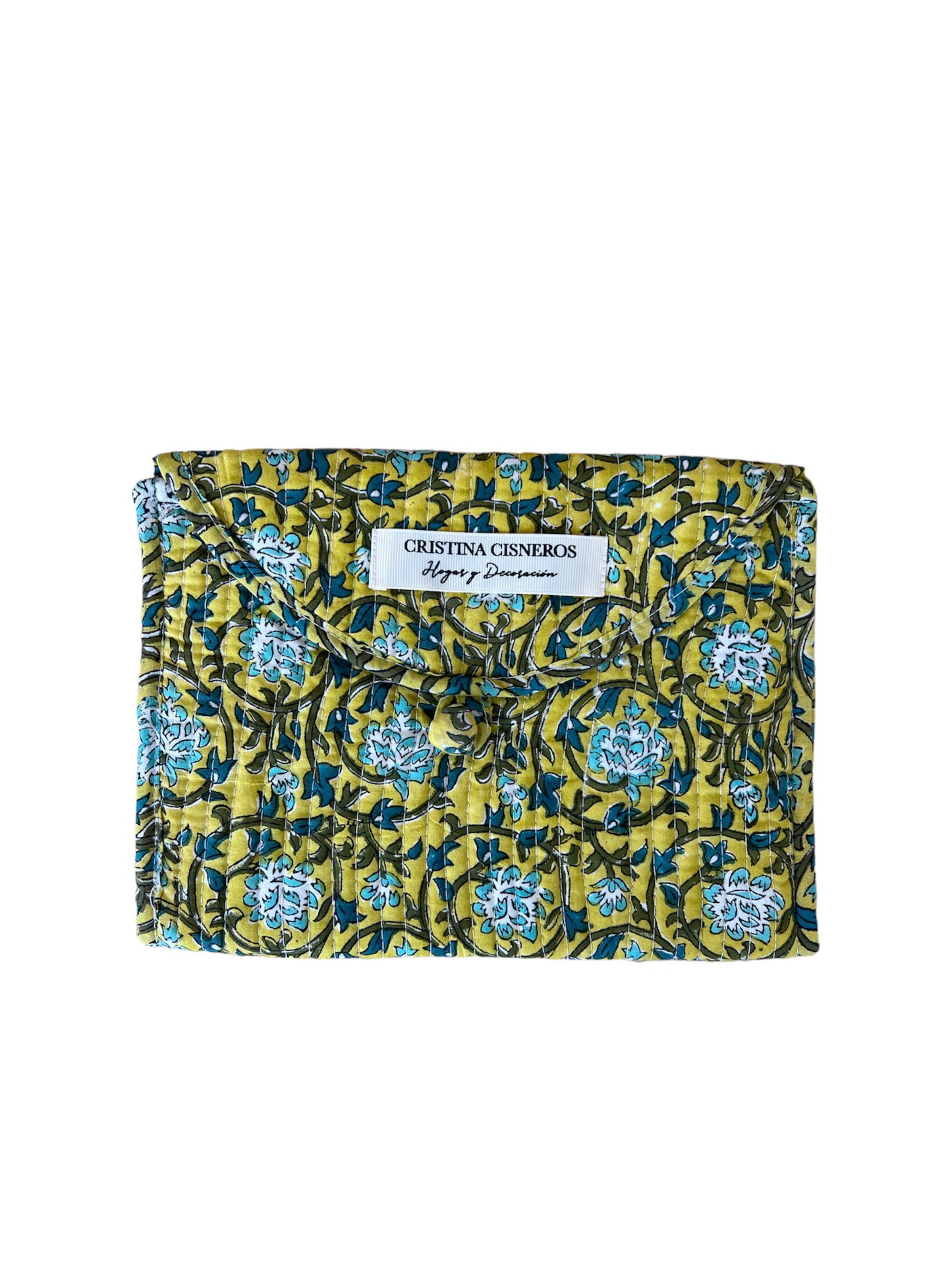 SMALL BLOCK PRINT FLORAL YELLOW BAG