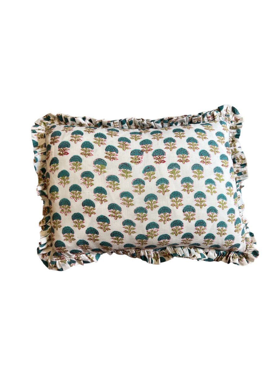 COJÍN VOLANTES BLOCK PRINT FLORAL