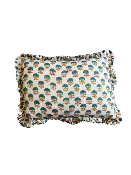 COJÍN VOLANTES BLOCK PRINT FLORAL