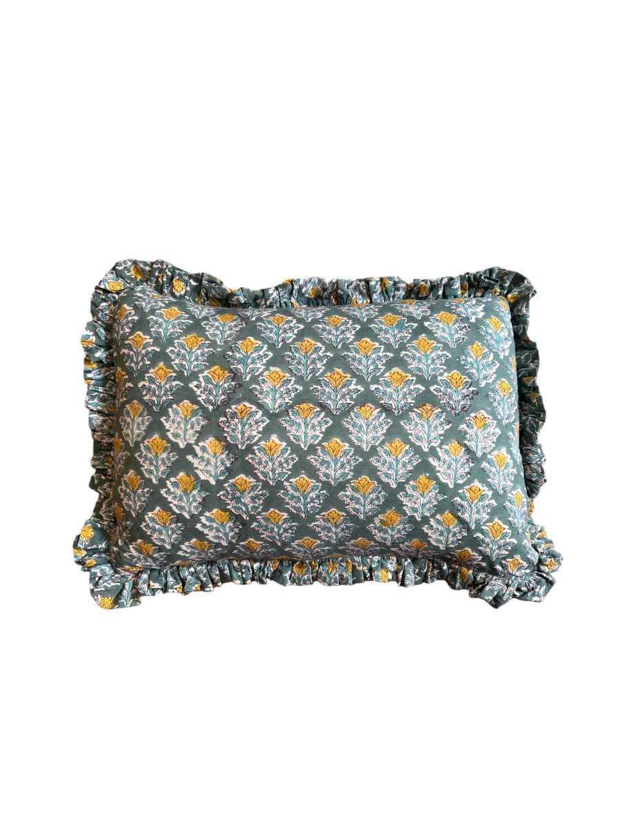 COJÍN VOLANTES BLOCK PRINT FLORAL