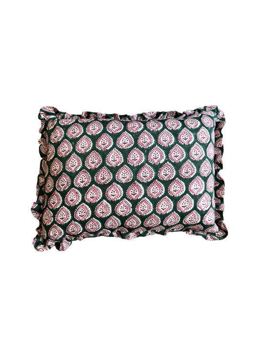 COJÍN VOLANTES BLOCK PRINT FLORAL