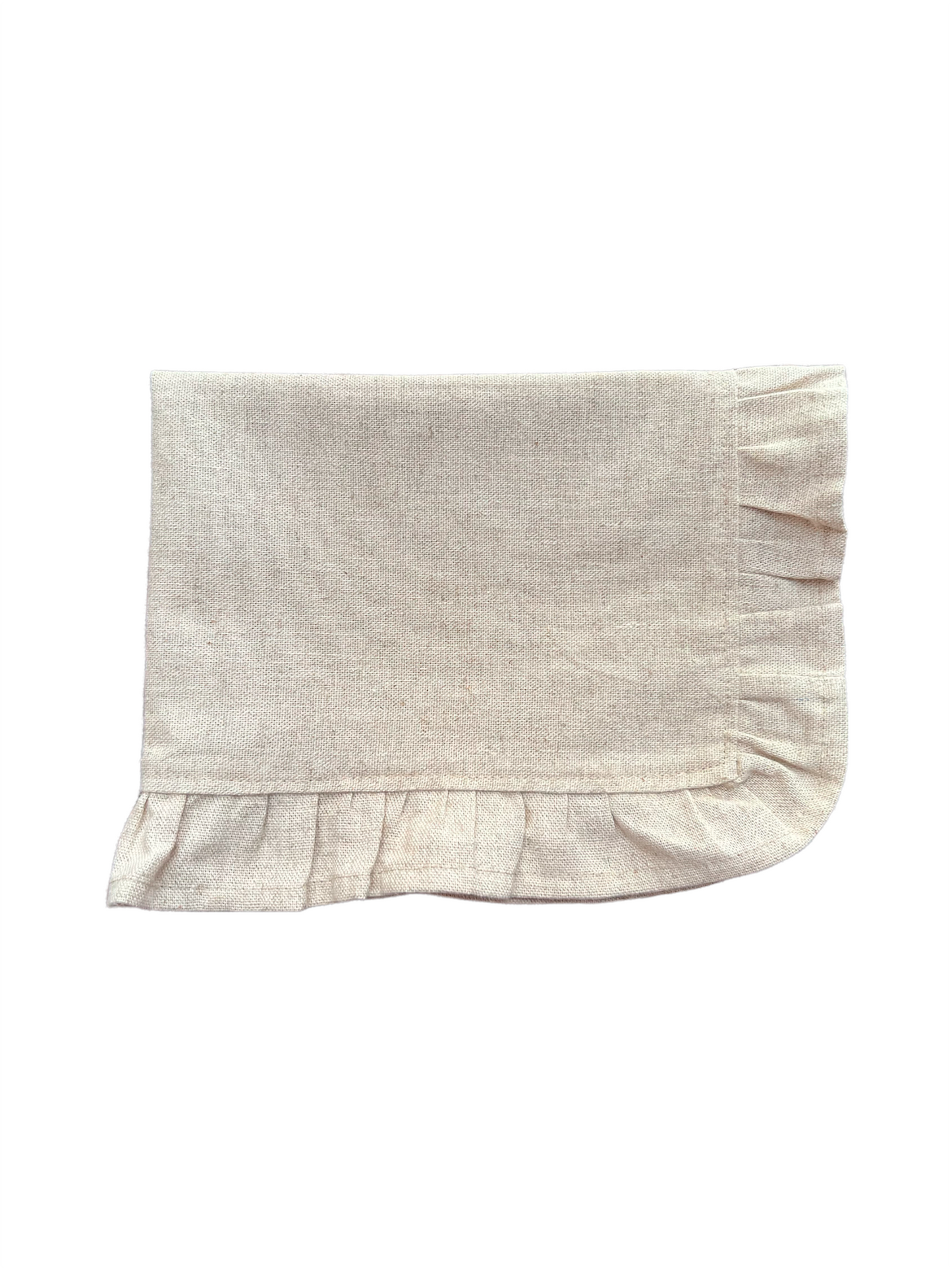 INDIVIDUAL TABLECLOTH WITH BEIGE LINEN RUFFLES