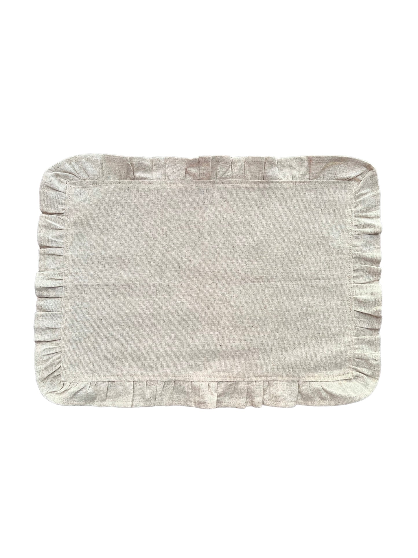 INDIVIDUAL TABLECLOTH WITH BEIGE LINEN RUFFLES