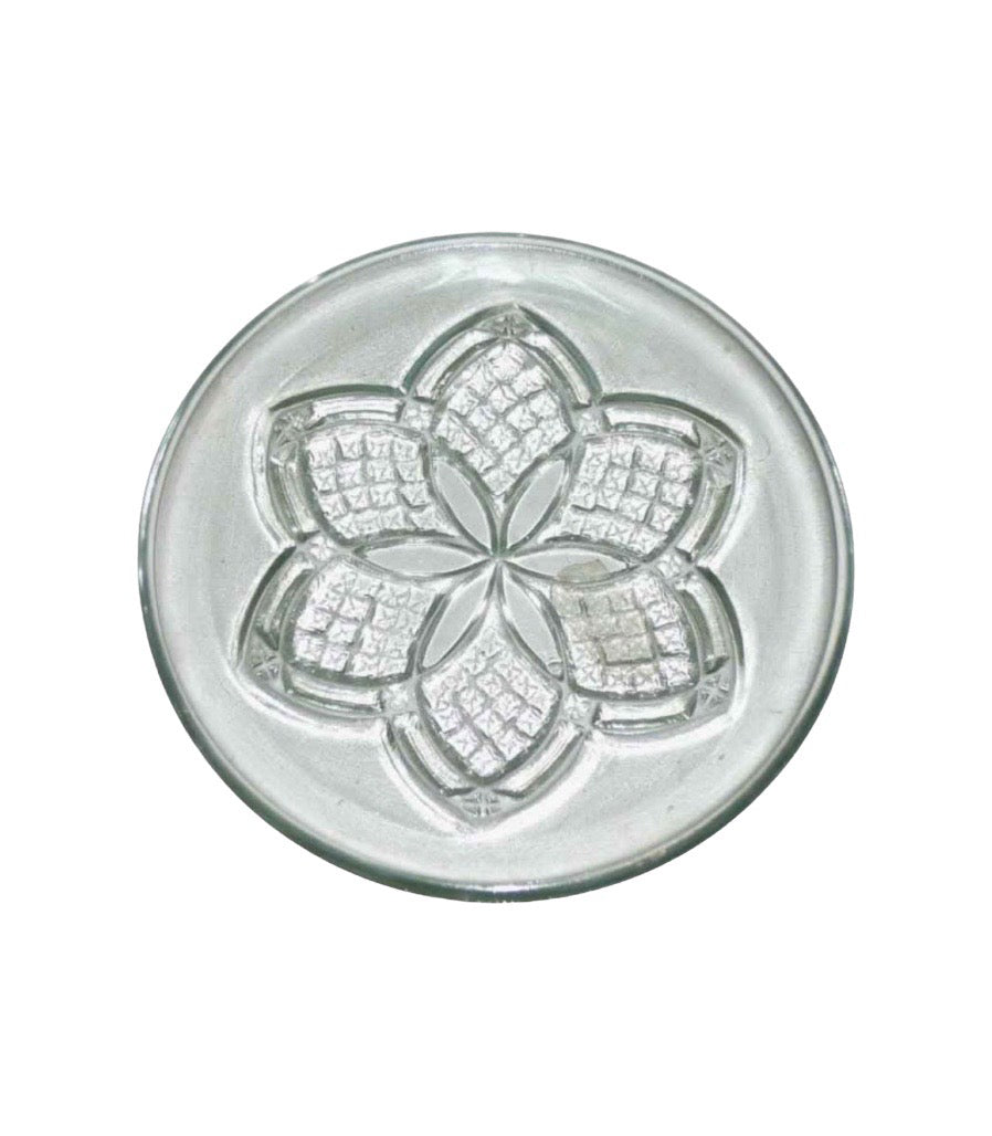 RUSTIC CARVED GLASS BREAD PLATE