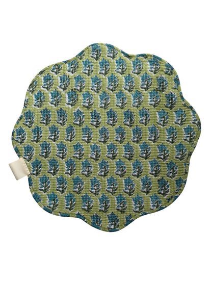 SET 2 MANTELES INDIVIDUALES ACOLCHADOS FLORAL COLOR VERDE AZUL