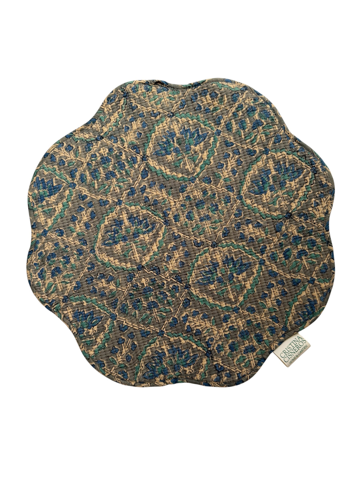 SET 2 MANTELES INDIVIDUALES ACOLCHADOS FLORAL COLOR VERDE