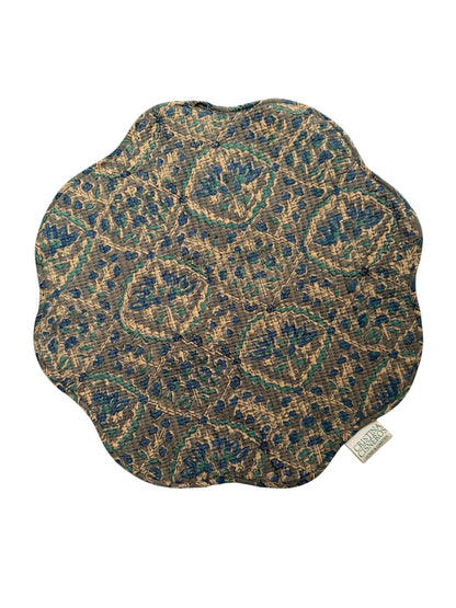 SET 2 MANTELES INDIVIDUALES ACOLCHADOS FLORAL COLOR VERDE