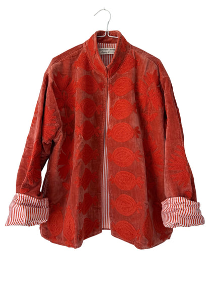 CHAQUETA BORDADA EN TERCIOPELO naranja rosa