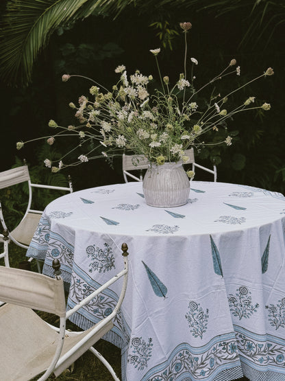 MANTEL FLORAL BLOCK PRINT AZUL VERDOSO