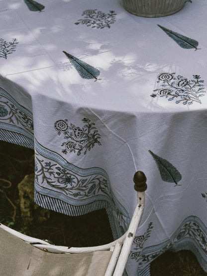 MANTEL FLORAL BLOCK PRINT AZUL VERDOSO