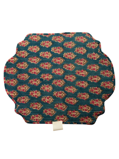 SET 2 MANTELES INDIVIDUALES ACOLCHADOS FLORAL COLOR TURQUESA