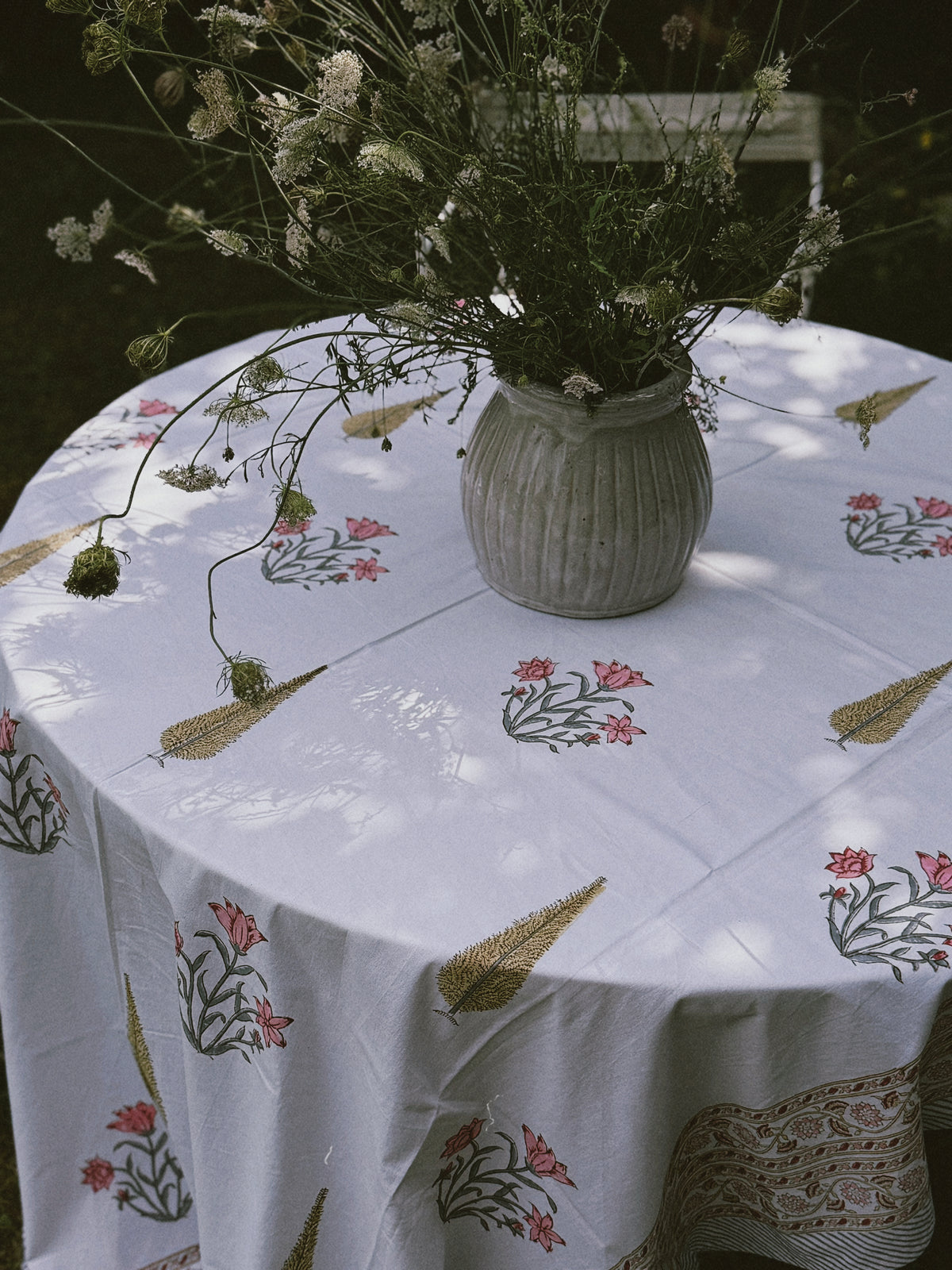 MANTEL FLORAL BLOCK PRINT OCRE