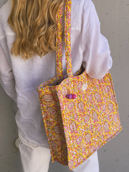 PREVENTA(1 FEB) - BOLSO BLOCK PRINT FLORAL