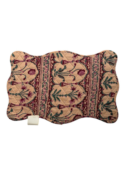 SET 2 MANTELES INDIVIDUALES ACOLCHADOS FLORAL COLOR BEIGE MALVA