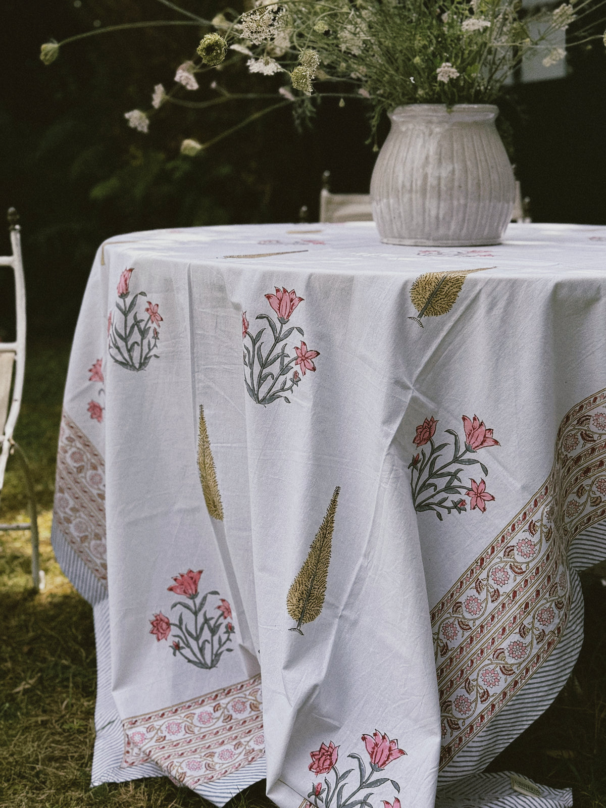 MANTEL FLORAL BLOCK PRINT OCRE