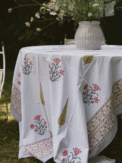 MANTEL FLORAL BLOCK PRINT OCRE