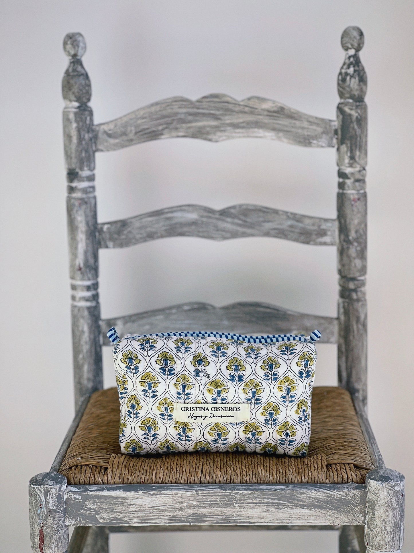 NECESER BLOCK PRINT FLORAL COLOR BLANCO