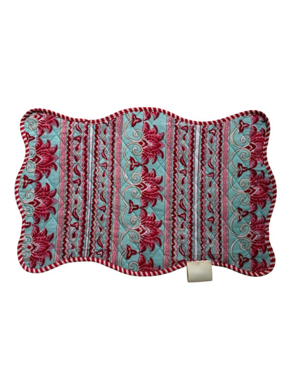 SET 2 MANTELES INDIVIDUALES ACOLCHADOS FLORAL COLOR ROJO AZUL