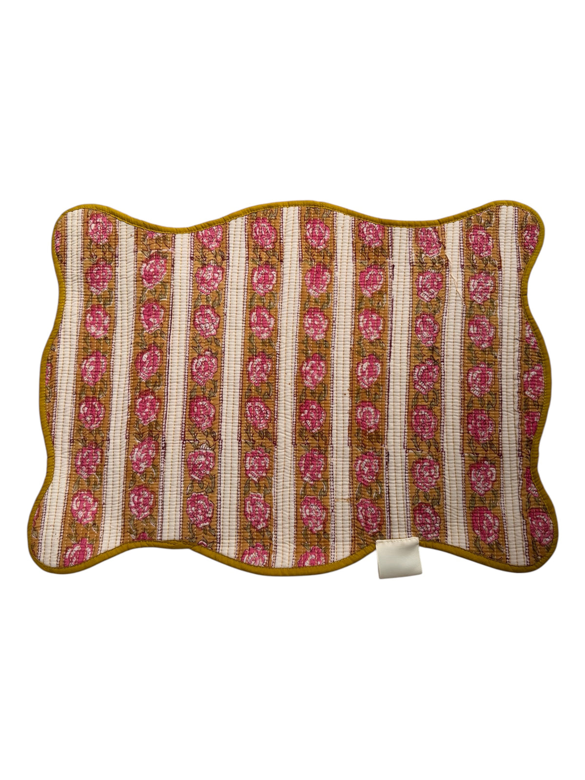 SET 2 MANTELES INDIVIDUALES ACOLCHADOS FLORAL COLOR OCRE