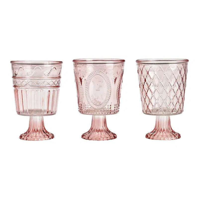 JARRON COPA CRISTAL BROCADO RUSTICO ROSA