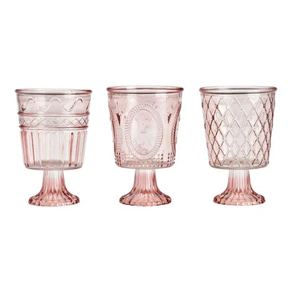 JARRON COPA CRISTAL BROCADO RUSTICO ROSA