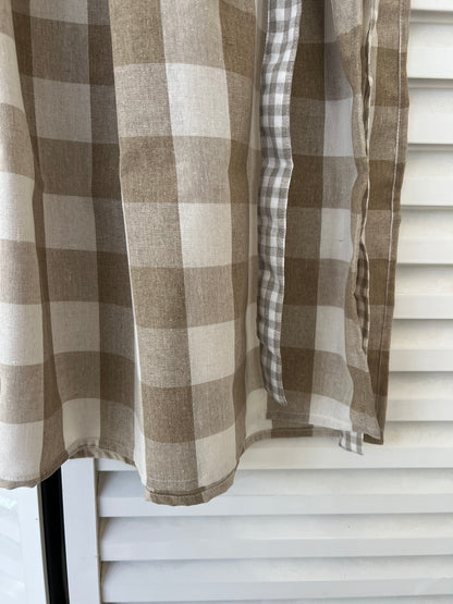 DELANTAL DE LINO VICHY BEIGE CON LAZADA