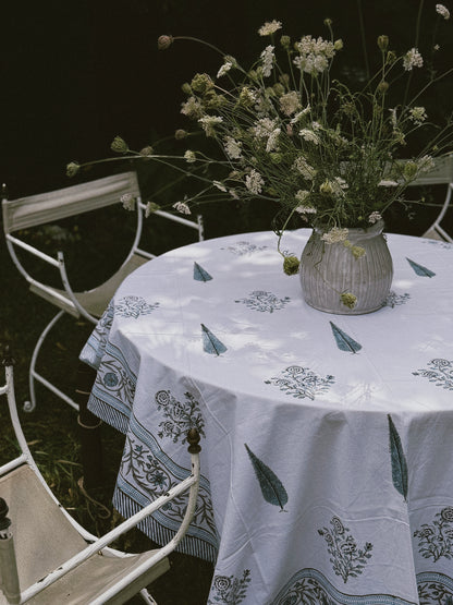 MANTEL FLORAL BLOCK PRINT AZUL VERDOSO