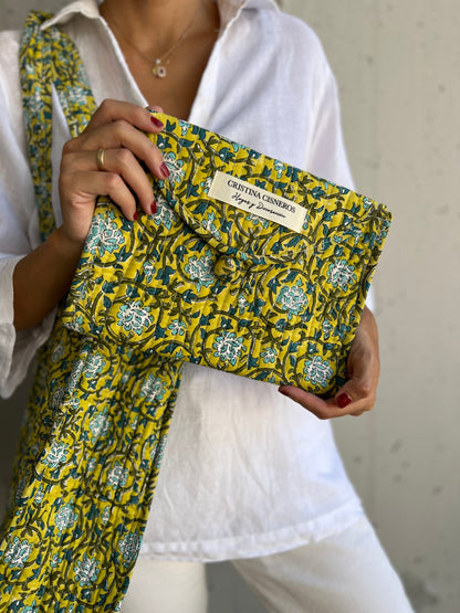 PREVENTA(1 FEB) - BOLSO PEQUEÑO BLOCK PRINT FLORAL