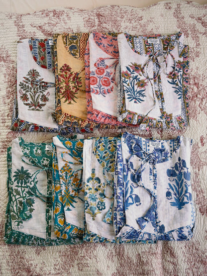 VESTIDO FLORAL BLOCK PRINT AZUL