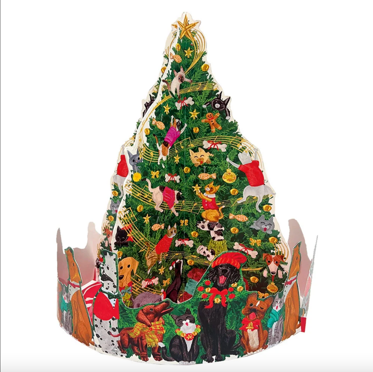 CALENDARIO DE ADVIENTO 3D CON ÁRBOL DE NAVIDAD Y MASCOTAS