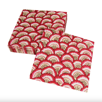 20 SERVILLETAS DE PAPEL DE COCKTAIL PONTCHARTRAIN SCALLOP RED
