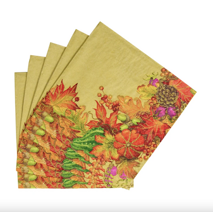 20 SERVILLETAS DE PAPEL DE COCKTAIL HARVEST GARLAND
