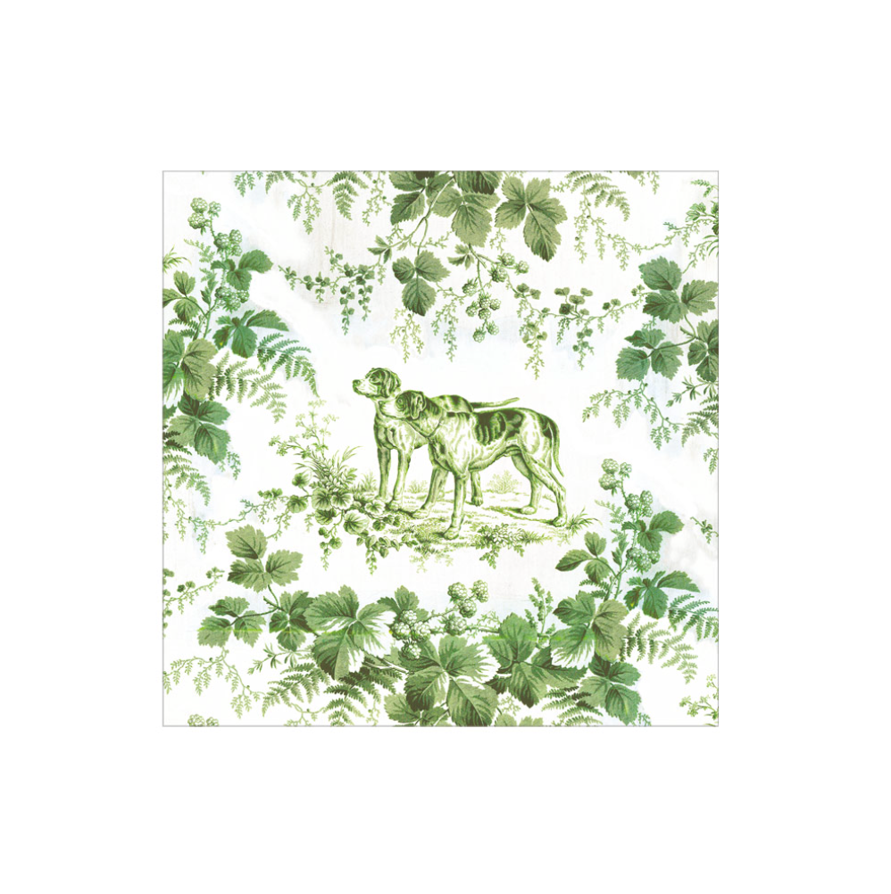 CAJA 40 SERVILLETAS DE PAPEL DE COCKTAIL HUNTING TOILE EVERGREEN