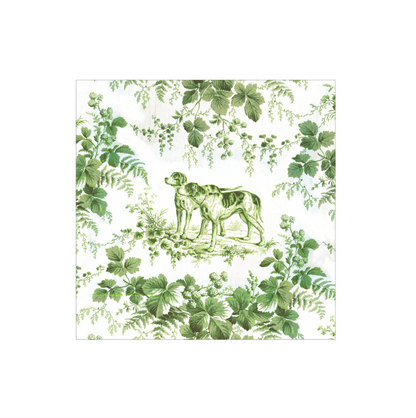 CAJA 40 SERVILLETAS DE PAPEL DE COCKTAIL HUNTING TOILE EVERGREEN